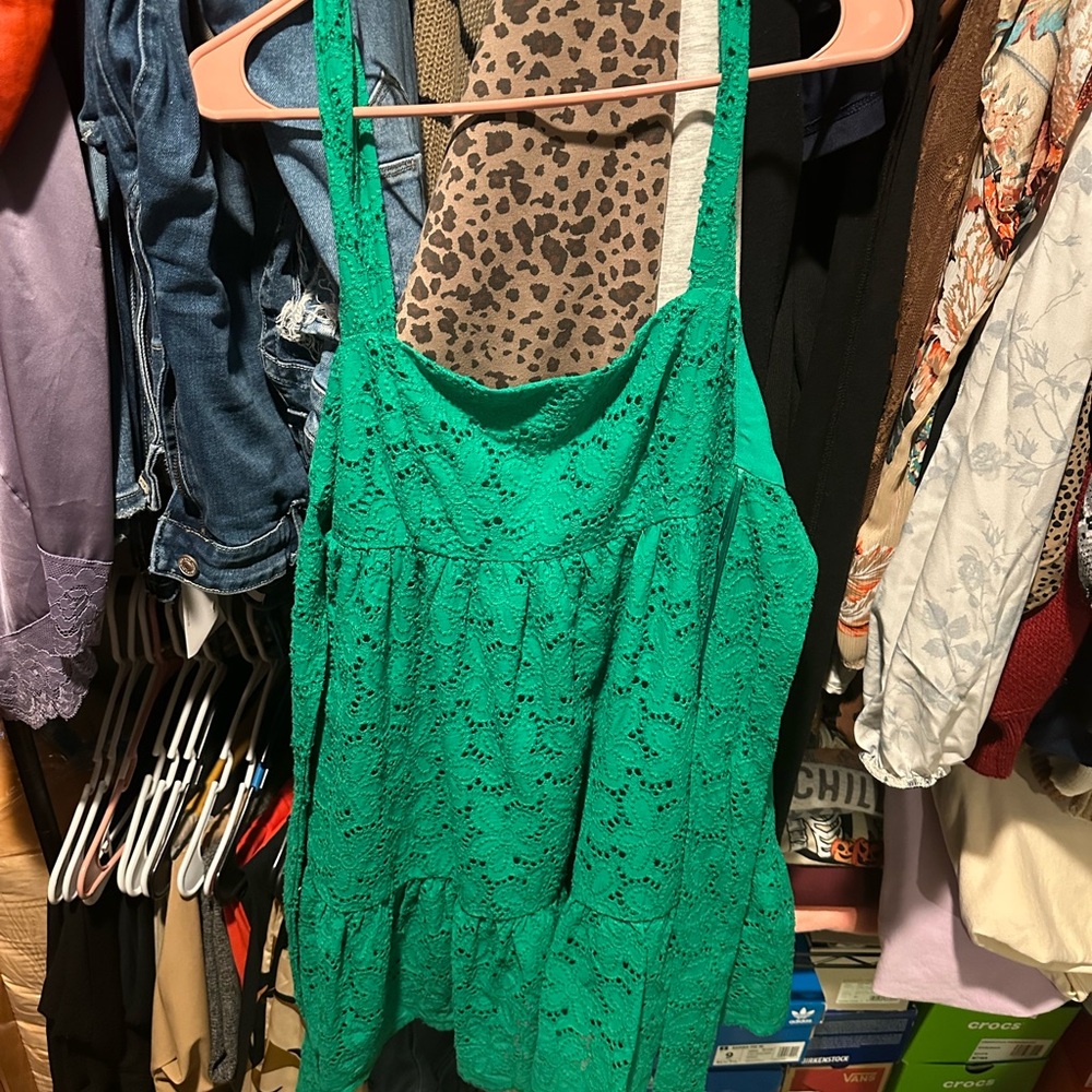 Altar'd State Green eyelet mini dress